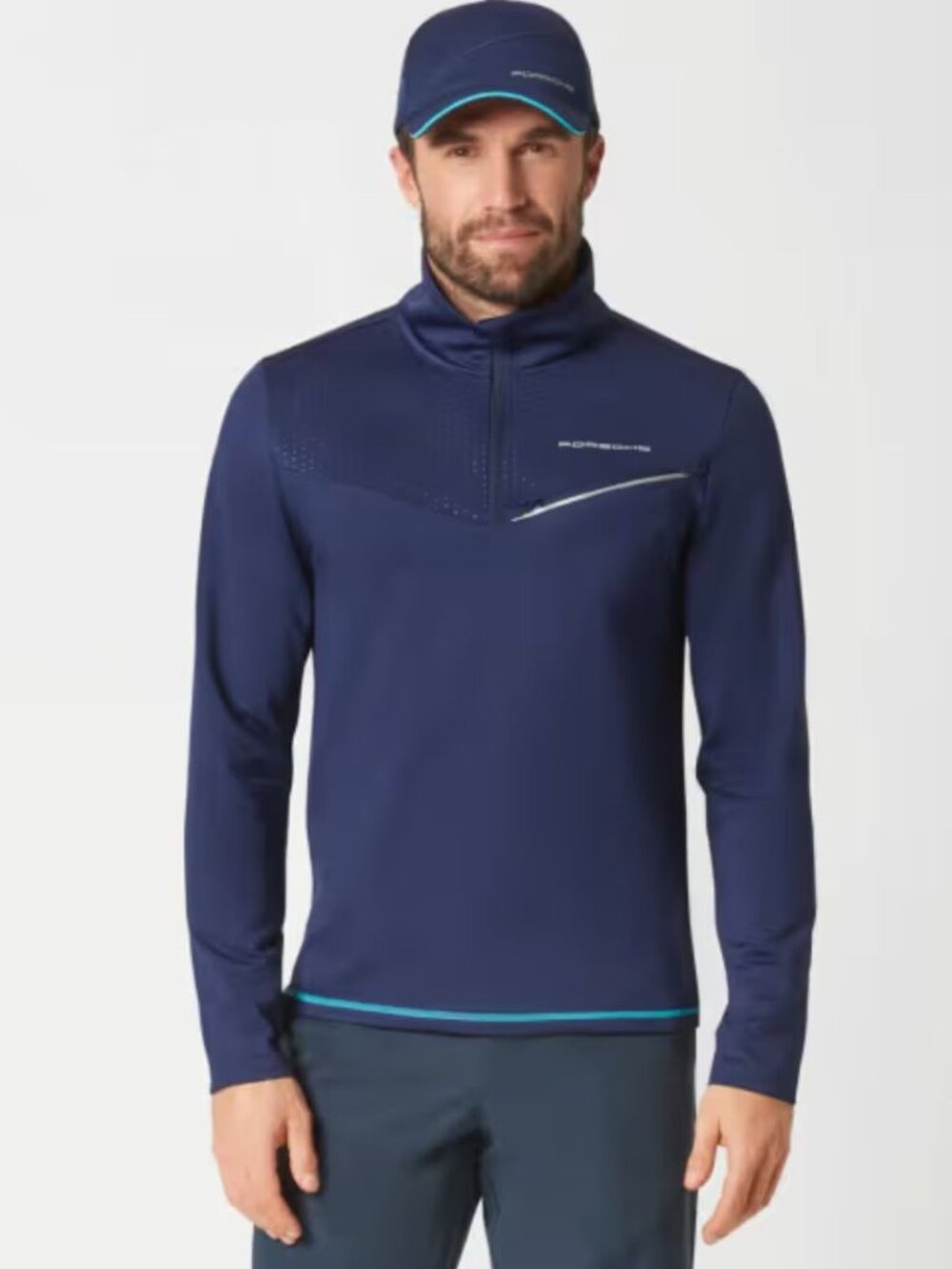 Porsche Drivers Selection Sport 1/4 Zip Pullover Blue Men's L Sweatshirt MINT